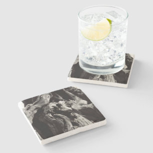 Black and White Tree Bark Stone Coaster