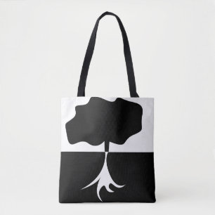 Black and White Tree Modern Tote Bag