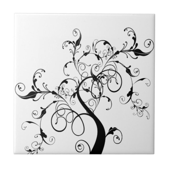 Black And White Tree Of Life Tile (Front)