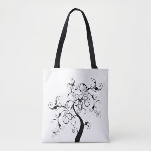 Black And White Tree Of Life Tote Bag