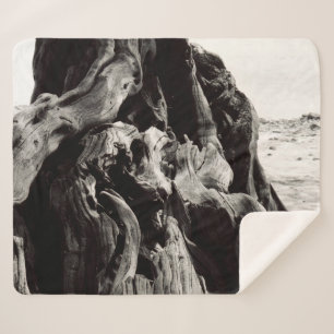 Black and White Tree Roots Sherpa Blanket