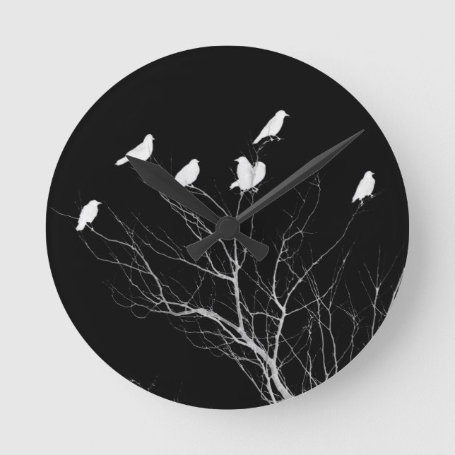 Black And White Tree Round Clock (Front)