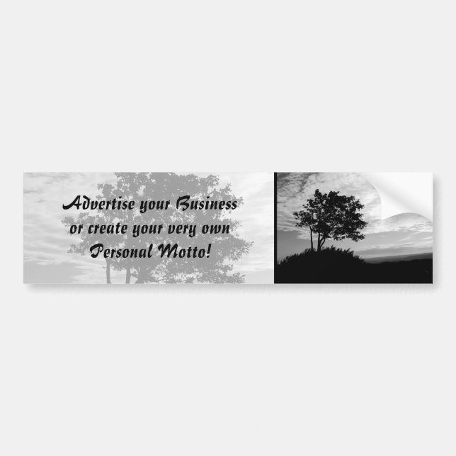 Black and White Tree Silhouette Bumper Sticker (Front)