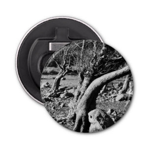 BLACK AND WHITE TREES  BOTTLE OPENER