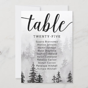 Black and White Trees Guest Seating Card