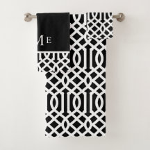Black and White Trellis Monogram | Editable Colour
