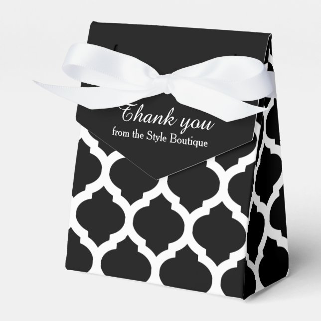 Black and white trellis pattern thank you gift box (Front Side)