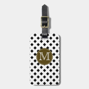 black and white trellis personalised luggage tag