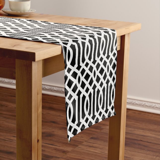 Black and White Trellis Short Table Runner (In Situ)