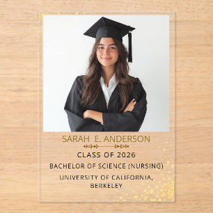 Black and white Trendy Modern Photo graduation Acrylic Invitations