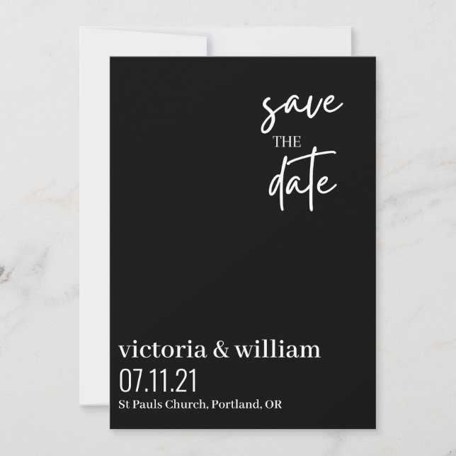 black and white trendy modern save the date (Front)