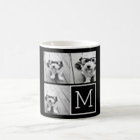 Black and White Trendy Photo Collage with Monogram