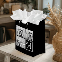 Black and White Trendy Photo Collage with Monogram