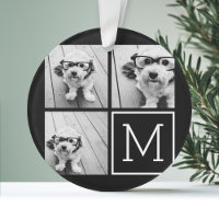Black and White Trendy Photo Collage with Monogram