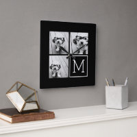 Black and White Trendy Photo Collage with Monogram