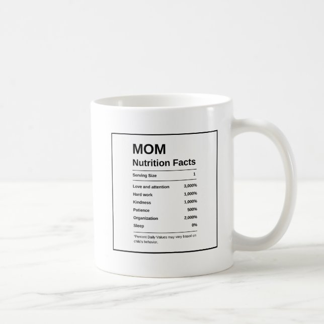 Black And White Trendy Photo Mum Nutrition Facts  Coffee Mug (Right)