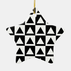 Black and White triangle geometric shape pattern Ceramic Tree Decoration