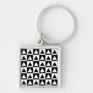 Black and White triangle geometric shape pattern Key Ring