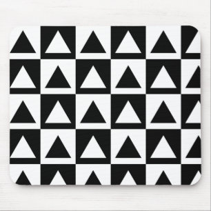 Black and White triangle geometric shape pattern Mouse Mat