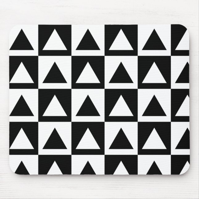 Black and White triangle geometric shape pattern Mouse Mat (Front)