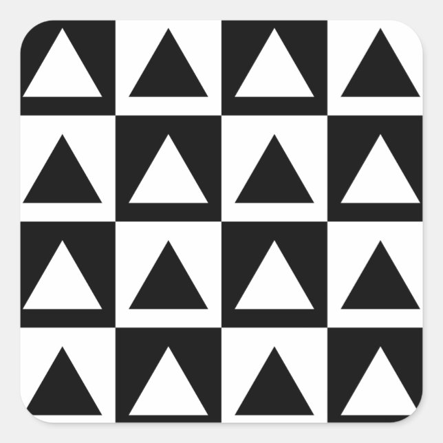 Black and White triangle geometric shape pattern Square Sticker (Front)