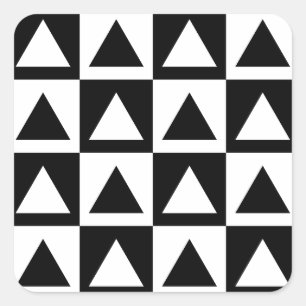 Black and White triangle geometric shape pattern Square Sticker