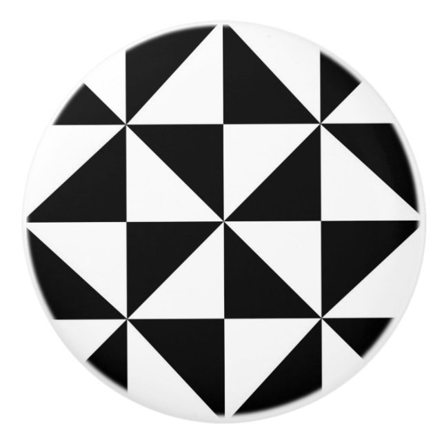 Black And White Triangle Pattern Ceramic Knob (Front)
