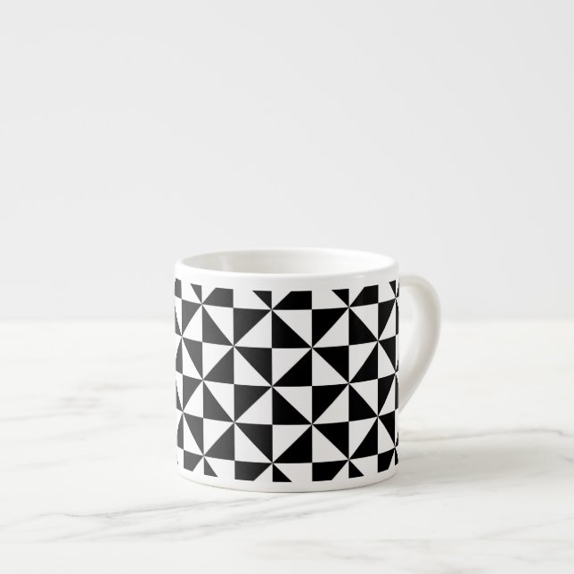 Black And White Triangle Pattern Espresso Cup (Front Right)