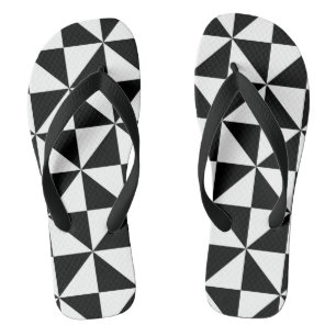 Black And White Triangle Pattern Flip Flops