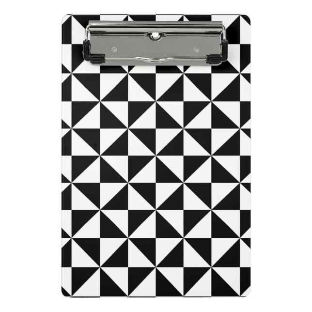 Black And White Triangle Pattern Mini Clipboard (Front)