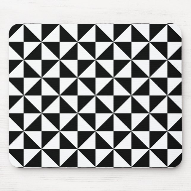 Black And White Triangle Pattern Mouse Mat (Front)