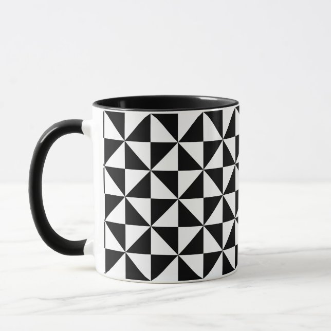 Black And White Triangle Pattern Mug (Left)