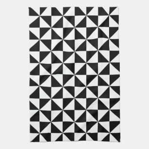 Black And White Triangle Pattern Tea Towel