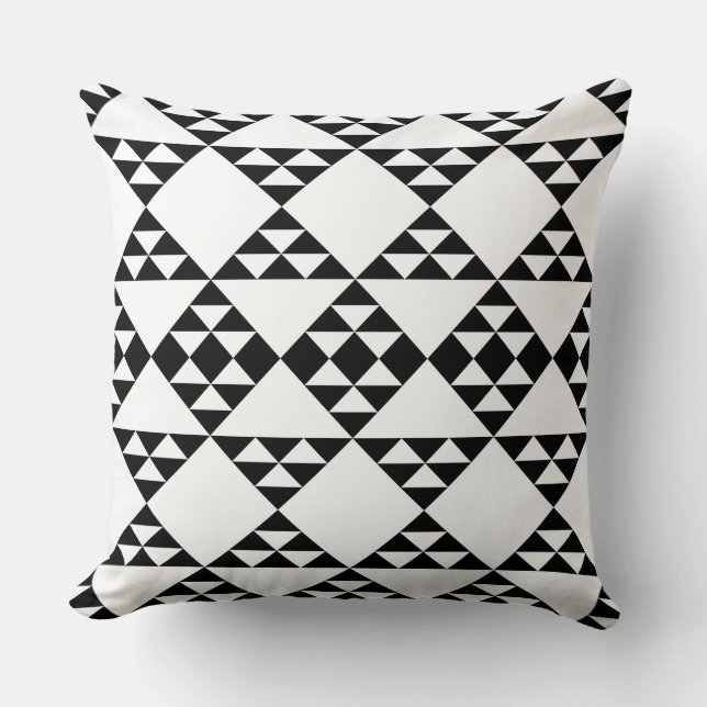 Black And White Triangle Pattern - Throw Pillow (Front)