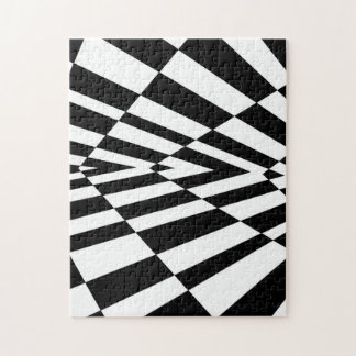 Black and White Triangular Optical Illusion Jigsaw Puzzle