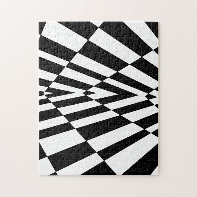 Black and White Triangular Optical Illusion Jigsaw Puzzle (Vertical)