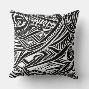 Black And White Tribal Abstract Cushion