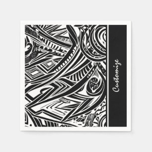 Black And White Tribal Abstract Napkin