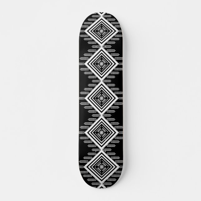 Black and White Tribal Art Skateboard (Front)