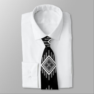 Black and White Tribal Art Tie