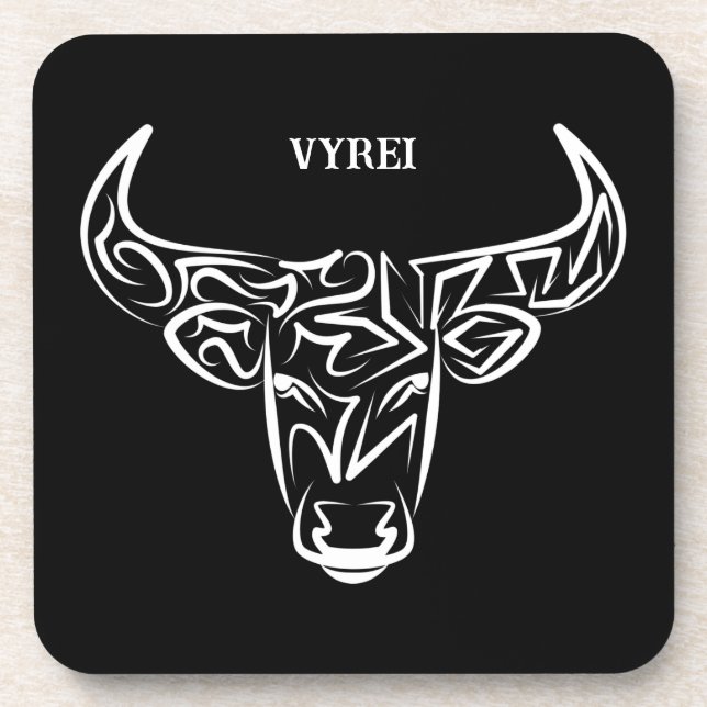 Black and White Tribal Bear Beverage Coaster (Front)