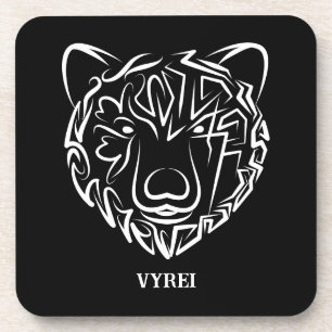 Black and White Tribal Bear Coaster