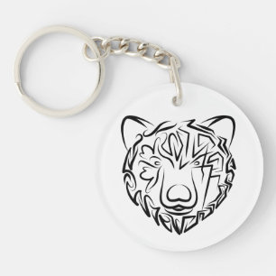 Black and White Tribal Bear Key Ring