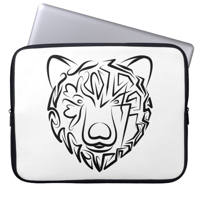 Black and White Tribal Bear Laptop Sleeve (Front)