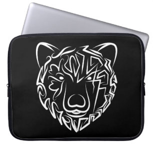 Black and White Tribal Bear Laptop Sleeve