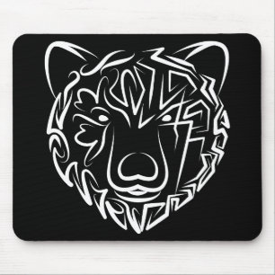 Black and White Tribal Bear Mouse Mat