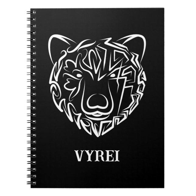 Black and White Tribal Bear Notebook (Front)