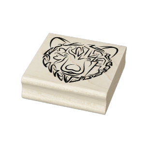 Black and White Tribal Bear Rubber Stamp