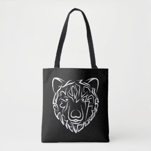 Black and White Tribal Bear Tote Bag