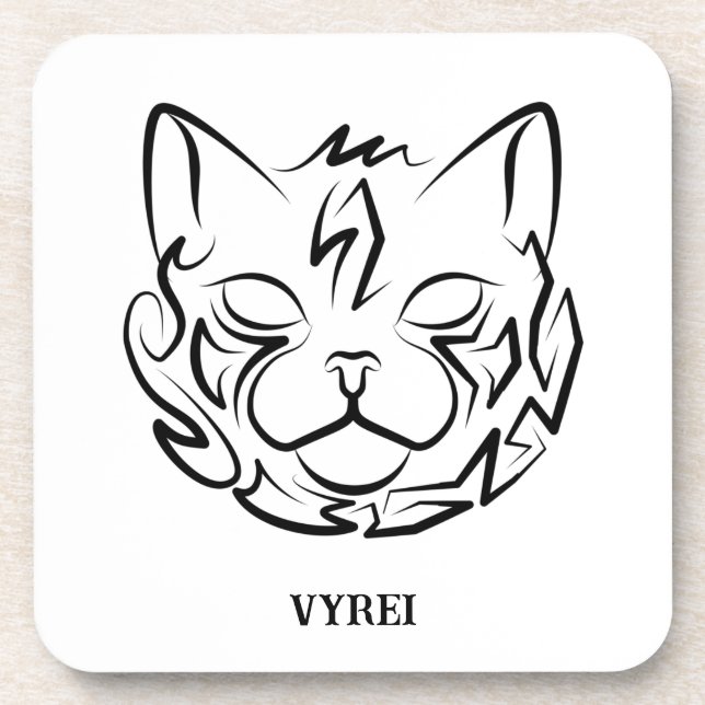 Black and White Tribal Bull / Ox Beverage Coaster (Front)